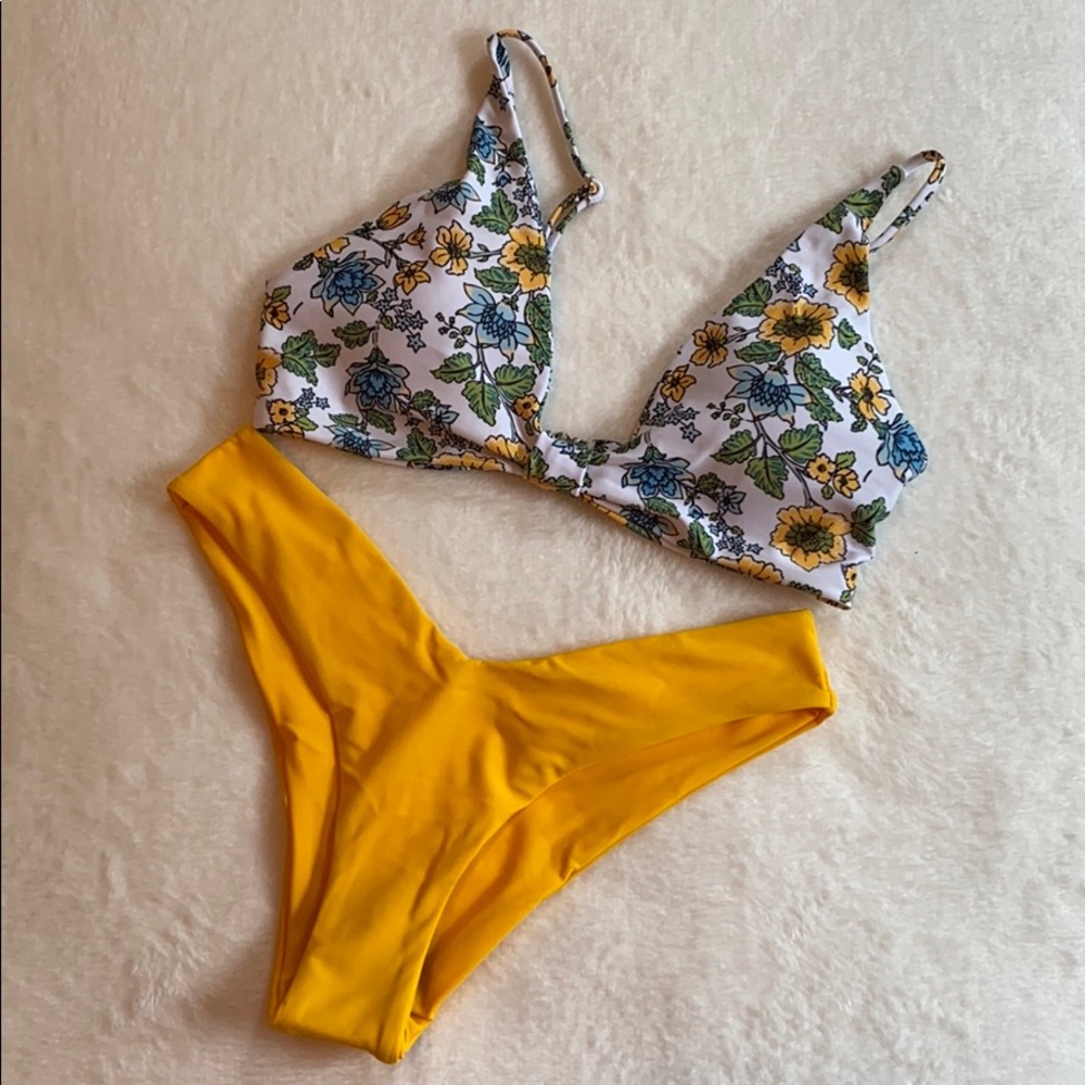 Zaful Yellow/Floral Bikini Set